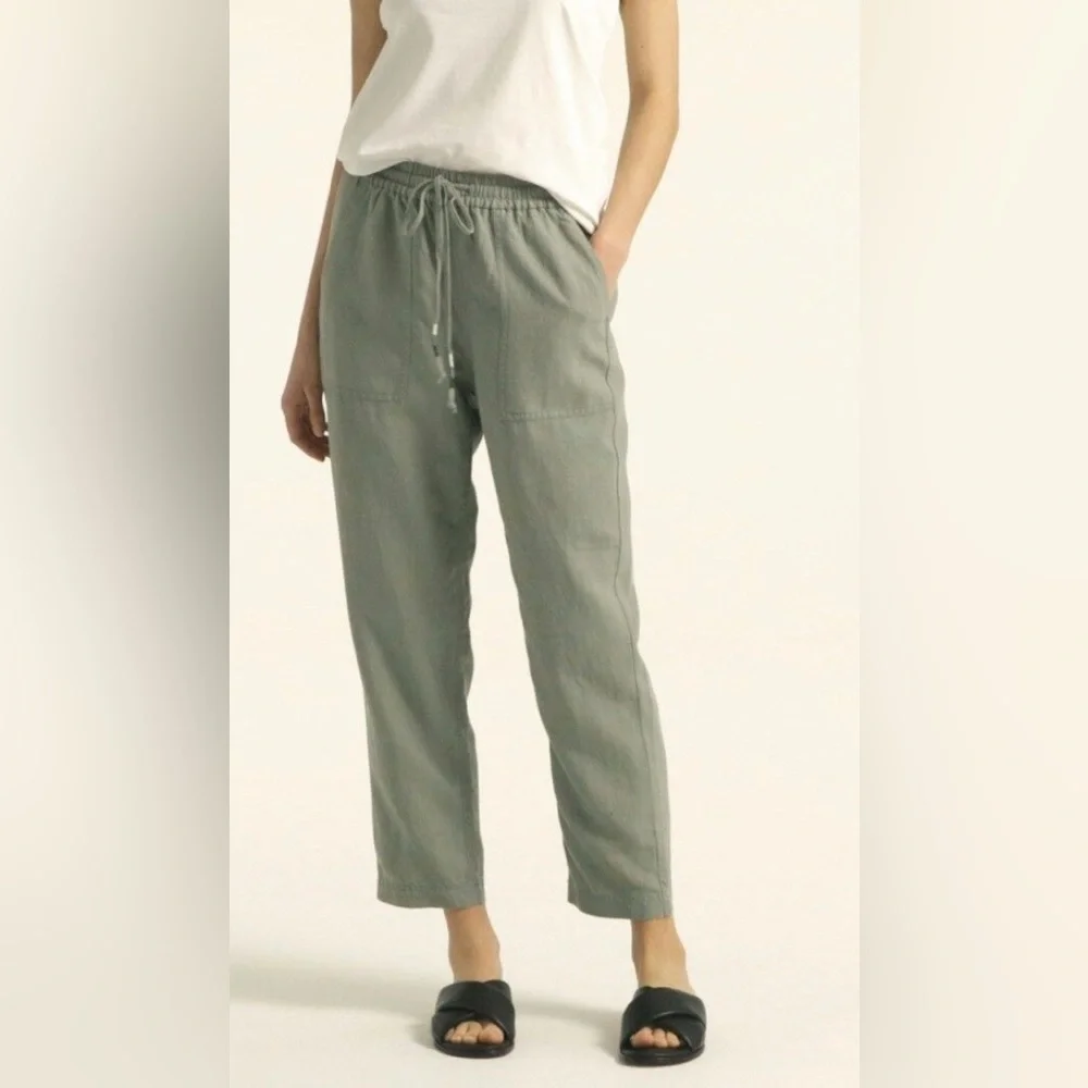 🖤J.Crew Seaside Linen Blend Pants – Faded Pistachio | Size L - Picture 1 of 14